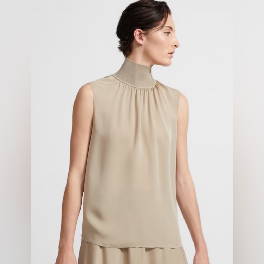 Theory Rib Necked Shell Top in Silk Combo, size XS